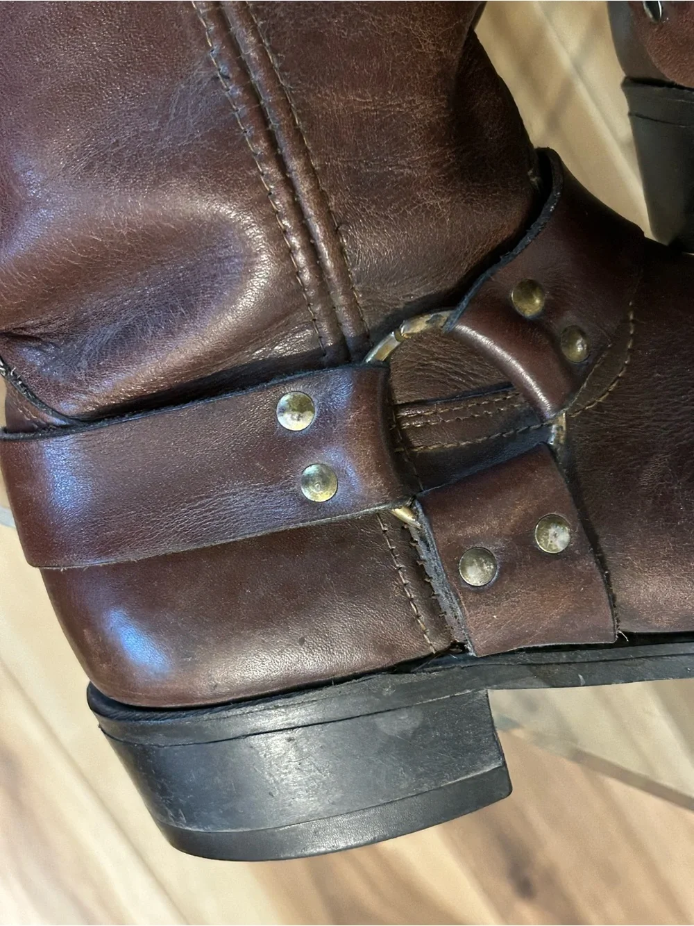Vintage Sears Brown Leather Harness Boots Size 10.5
